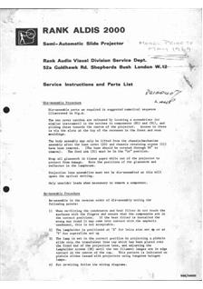 Aldis Ltd Aldis 2000 manual. Camera Instructions.